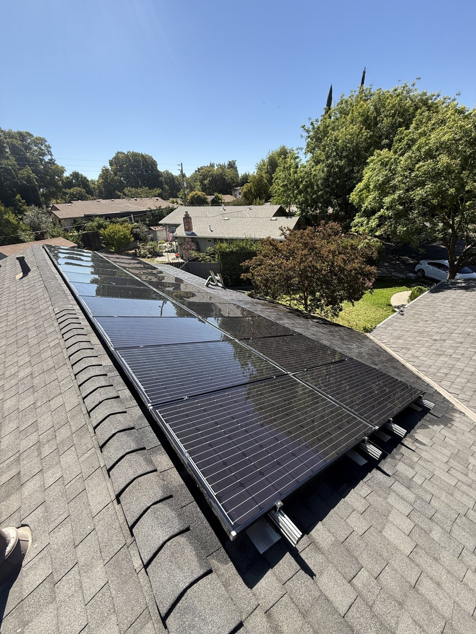 The same solar array restored after a pure-water cleaning